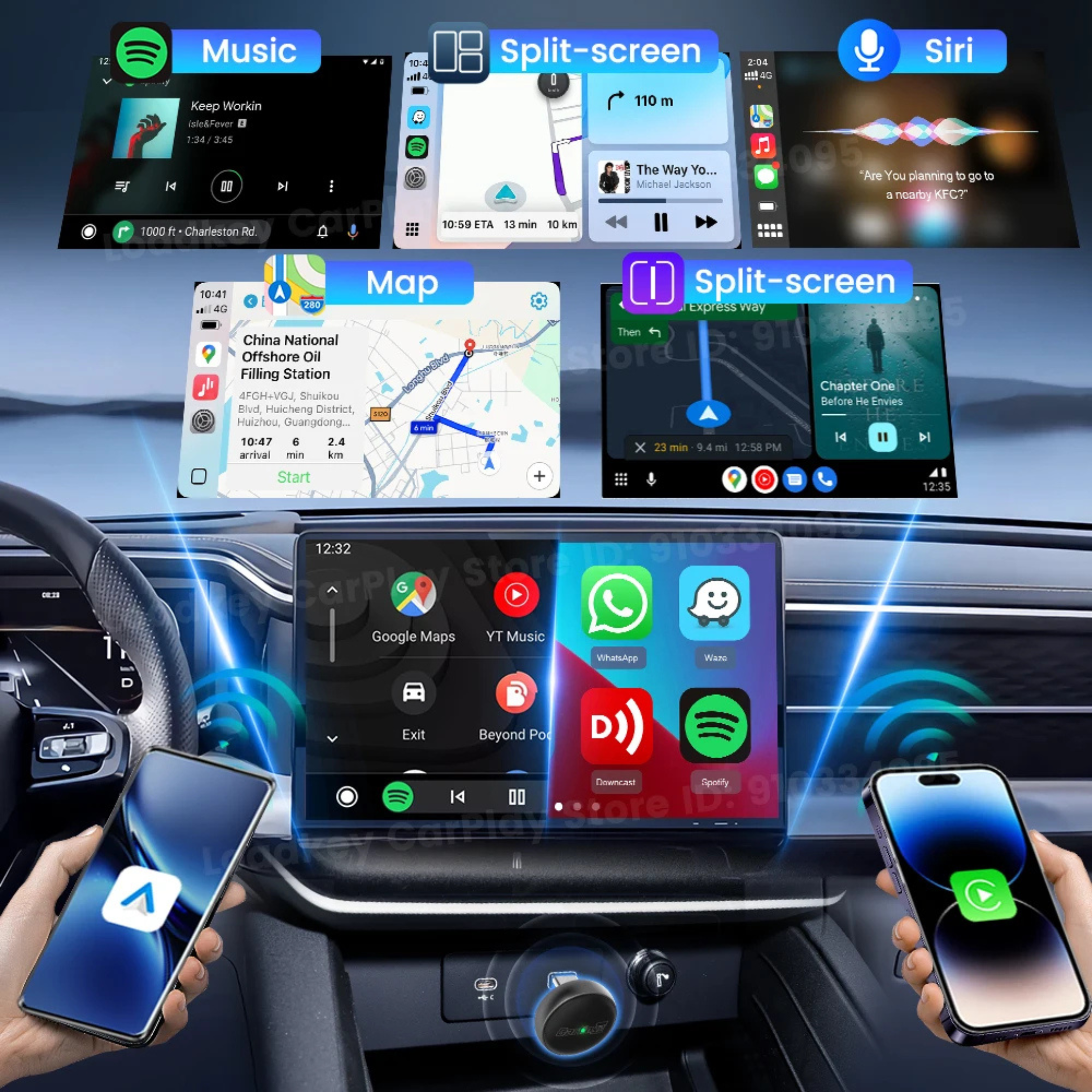 Draadloze USB Apple Carplay & Android Auto