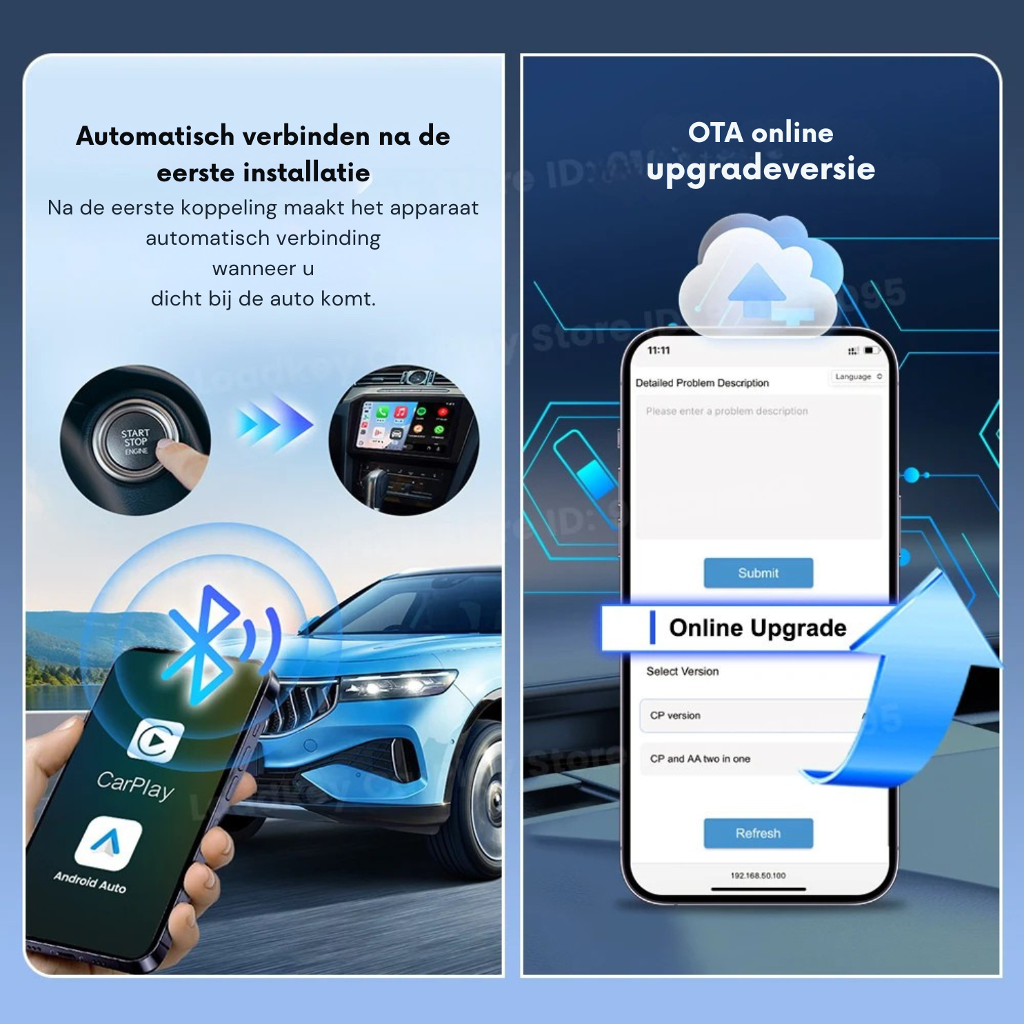 Draadloze USB Apple Carplay & Android Auto