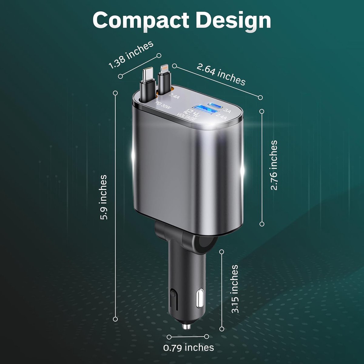 ChargeFlex Pro™ | 4-in-1 Intrekbare Autolader
