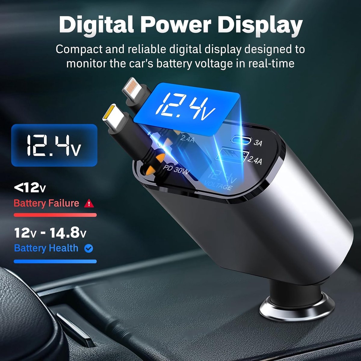 ChargeFlex Pro™ | 4-in-1 Intrekbare Autolader